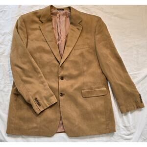 Chaps Tan Faux Suede Sport Classic Coat Blazer Classic Lined Dress Jacket 48L